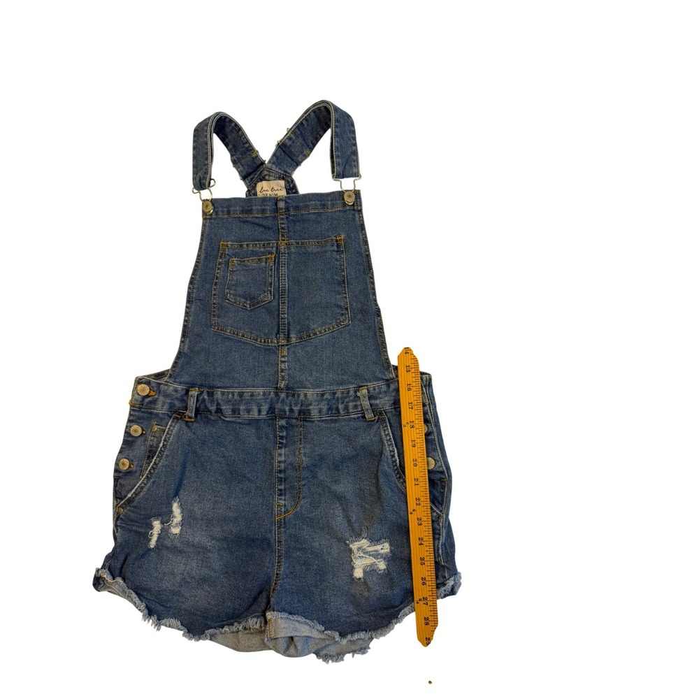 Distressed Boho Love Tree Denim Womens Medium Shortalls Blue Ripped Raw Hem - Picture 6 of 9
